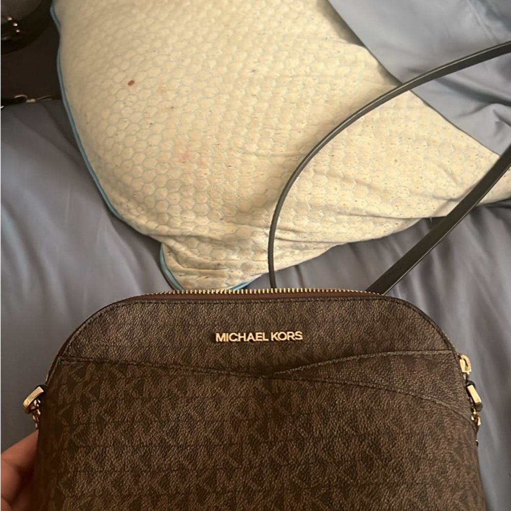 Michael Kors Dark Brown Shoulder Bag with Gold Details